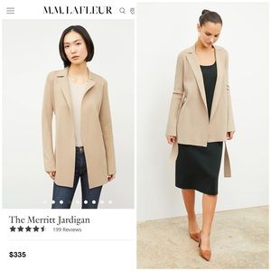 MM Lafleur The Merritt Jardigan Stretch Tan Cardigan Jacket XL NO BELT